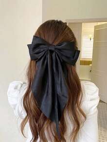 4/1件裝黑色蝴蝶結髮夾 女款緞面長尾蝴蝶結髮夾 女孩髮夾 派對髮飾 聖誕裝飾 冬季女用髮飾 髮抓夾 髮夾 頭飾髮針 夏季 假期 旅行 節慶 生日 - 黑色 - 查看 4