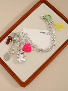 可爱卡通包包挂饰 爱心羽毛球气球小狗双钥匙扣吊坠 女士礼物 手机配件 个性化礼物 趣味礼物 - 彩色 - 查看 3