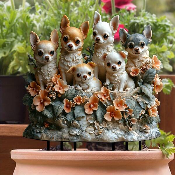 Conjunto de 1 Enfeite de Acrílico Charmoso para Jardim com Chihuahua, Ideal para Decoração de Festas e Eventos, Presente Perfeito de Natal para Amigos, Ornamento Durável para Gramado com Tema Animal, Presente Ideal para Inauguração de Casa