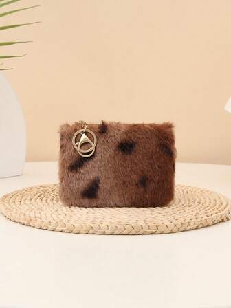 Women's Casual Coin Purse Plush Zipper Pouch With Keychain Versatile Fish Mouth Clasp Wallet Corduroy Retro Style Coin Purse For Women Wallet Mini Wallet Purse Wallet Small Wallet Coin Wallet Cute Wallet