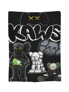 Kawss Kawaii Kaw Blanket  Cartoon Printed Flannel Blanket - Ultra Soft Anime Themed Gift For Birthday & Christmas Celebrations Boy And Girl - 黑色 - 查看 2