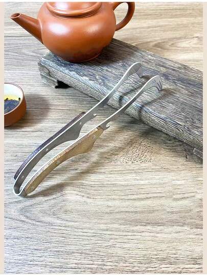 1pc Stainless Steel New Style Lark Tea Cup Clip, High-End Tea Set Accessory, Tea Ceremony Tool, Tea Cup Clip, Tea Ceremony Clip Accessory