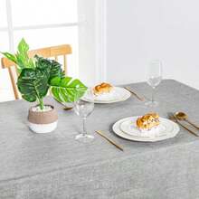 Faux Linen Rectangle Tablecloth Wrinkle And Stain Resistant Washable Table Cloth For Kitchen Dining Room Holiday Cover Dinner Light Grey 54x80 Inch KYUSMLZB548005