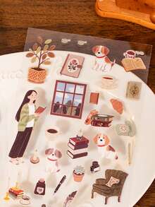 2张自然主题贴纸，星空图案，创意人物及生活方式图案，适用于剪贴簿、手账装饰、DIY手工、剪贴簿用品、趣味贴纸、笔记本电脑贴纸、Kindle手机贴纸 - 彩色 - 查看 8