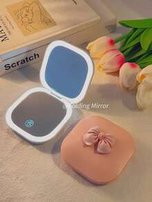 Cute Portable Compact Foldable LED Magnifying Handbag Mirror 025-036/037 - 粉色 - 查看 6