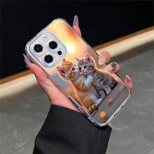 CLEAR  CASE Two Cute Kittens Cuddling At SunsetCompatible With  11 To  17 Models The Cases Lens Protection Function Ensures The Camera Remains Undamaged During Shooting  Guaranteeing Image Quality - Clear - View 1