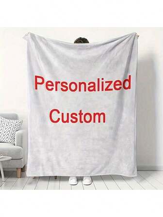 1pc Personalized Customized Couple's Blanket With Photo - Ideal Birthday Or Commemoration Gift For Boyfriend Or Girlfriend - Cozy Nap Blanket For Office, Home, Travel, Car, Comfortable For All Seasons
