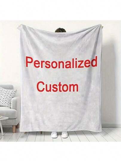 1pc Personalized Customized Couple's Blanket With Photo - Ideal Birthday Or Commemoration Gift For Boyfriend Or Girlfriend - Cozy Nap Blanket For Office, Home, Travel, Car, Comfortable For All Seasons