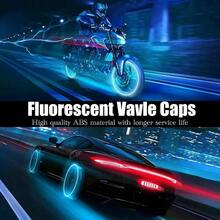 4PCS Fluorescent Tire Valve Stem Caps Luminous Car Tire Air Cap Corrosion Resistant LeakProof Wheel Valve Cover Universal For Cars Trucks Bikes Motorcycles Bicycles Blue - 藍色 - 查看 6