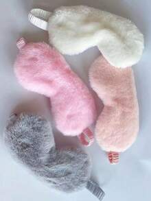 1个柔软毛绒眼罩，可爱爱心云朵毛绒眼罩，毛绒眼罩，健康午睡眼罩，丝绒睡眠眼罩，舒适眼罩，彩色缎面夜间遮光眼罩 - 彩色 - 查看 2