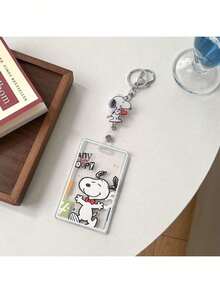 SNOOPY 1pc Peanuts Cartoon Retractable Card Holder Set, Random Style, Student/Commute/Access Card Holder, Christmas Gift, Christmas Stocking Stuffer, Christmas Decoration - Multicolor - View 2
