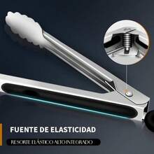 U Chef Juego de 3 Pinzas de Cocina, Pinzas para Asador de Acero Inoxidable, Resistentes a 600 °C, con Bloqueo Metálico, Utensilios de Cocina para Ensaladas (18, 23 y 30 cm)(default) - Tipo 1 - Ver 7