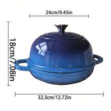 24cm emaillierter gusseiserner Dutch Oven - runder Deckel mit doppeltem Griff, ideal für selbstgemachtes Sauerteigbrot, Backen Zuhause (Brot/Desserts/Gebäck), Familienessen, Partyausstattung