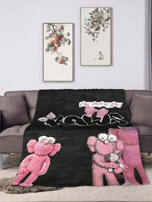 Kawss Kawaii Kaw Blanket  Cartoon Printed Flannel Blanket - Ultra Soft Anime Themed Gift For Birthday & Christmas Celebrations Boy And Girl - Black - View 5