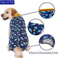 Dog Surgery Recovery Suit Dog Dog Bodysuit Surgical Suit Female Spay Post Healing Neuter After Surgery Suits - 大號(1 件裝)+ 鯊魚 - 查看 3