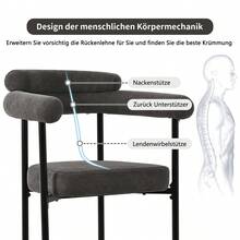 Table And Chair Set (5 Pieces), With Designer Metal Legs, Including 4 Hollow Armchairs In Wild Gray Leather Fabric, Elegant And Comfortable, Suitable For Restaurants. - 深灰色 + 白色 + 鐵 - 查看 10
