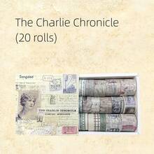 20卷复古和纸胶带套装，文学复古植物花卉烫金纸质自粘遮蔽胶带，装饰贴纸，适用于日记本、相册、DIY工艺品、礼品包装