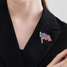 Rhinestone Waving USA Flag Brooch Pin For Men Women Silver Tone Fashion Crystal 4th Of July American Patriotic Medal Blue Red Enamel Brooches Dress Accessories S  Memorial Day Jewelry{Inchcolor_nameinch:InchFlag1inch} - Cờ 1 - Xem 3