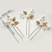 3 piezas Elegantes Pinzas para el cabello con diseño de plantas, Accesorios para el cabello de novia y boda, Adecuados para todas las estaciones - color - Ver 7
