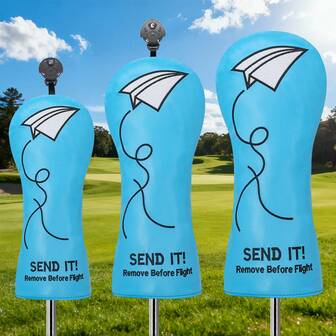 Funda protectora de cabeza de palo de golf con diseño de avión de papel azul - Equipo protector duradero para amantes del golf y practicantes diarios; Perfecto para usar en el campo y durante las sesiones de entrenamiento.