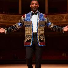 Men's Sequin Blazer, Floral Tuxedo Jacket, Lapel Suit For Party Wedding Banquet Prom - 黑色 - 查看 13