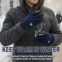 WESTWOOD FOX Guantes de invierno para pantalla táctil, antideslizantes, cálidos, resistentes al viento, térmicos, para hombres y mujeres, conducir - Azul - Ver 4