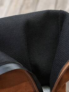 棕色过膝长靴，西部风格女士褶皱过膝长靴，套穿式设计，麂皮绒面料，舒适平底，优雅百搭，秋冬款