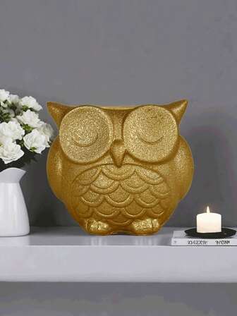 1pc Minimalist Resin Closed Eye Owl Planter, Succulent Plant Pot, Creative Desktop Decor - Can Be Used To Plant Succulents, Small Greenery, Or Insert Artificial Flowers, No Battery Required