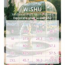 Womens Renaissance Dress, Halloween Medieval Victorian Costume Lace Bubble Sleeve Fairy Maxi Dresses - 黑色+大號 - 查看 7