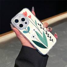 CLEAR  CASE Happy Flowers And Leaves On A Light BackgroundCompatible With  11 To  17 Models The Cases Lens Protection Function Ensures The Camera Remains Undamaged During Shooting  Guaranteeing Image Quality - transparente - Ver 1