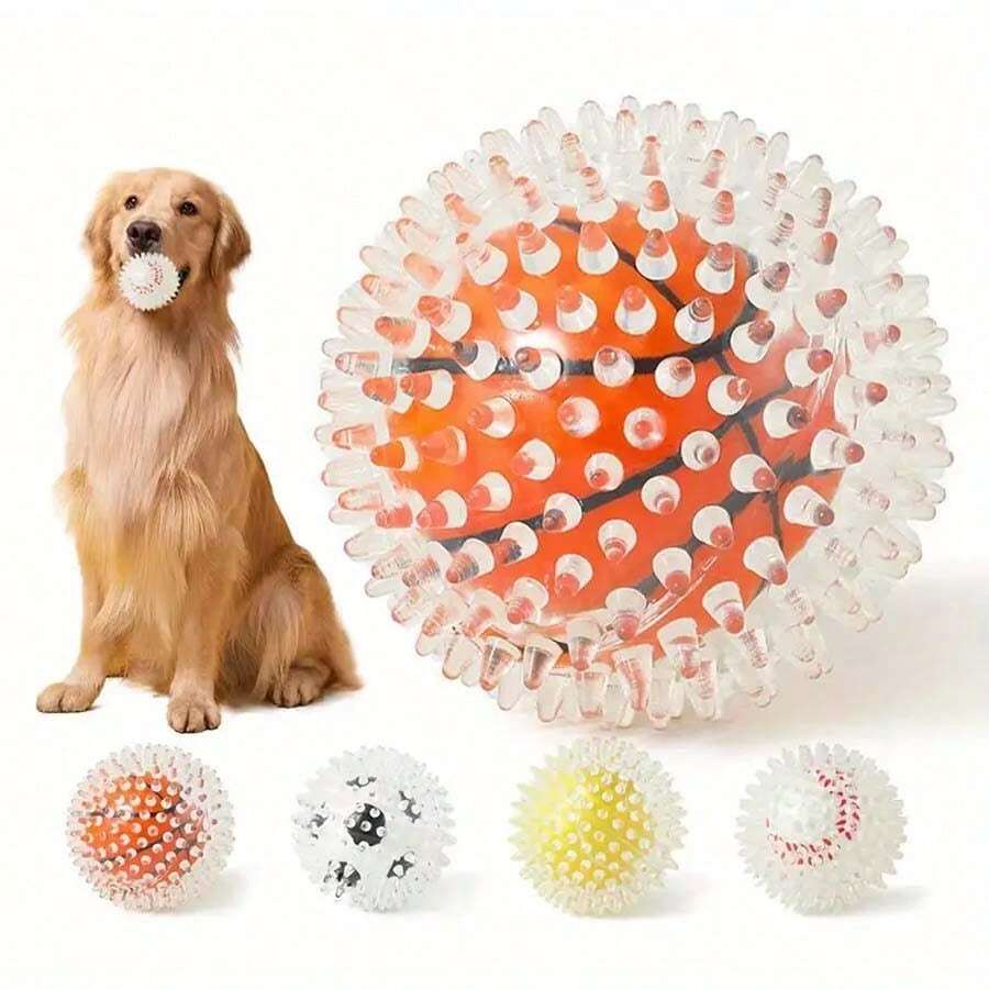 1pc Spiked Pet Toy Ball, Interactive Training Chew & Dental Care Ball, Suitable For Small, Medium & Large Dogs - Random Color - Multicolor - View 1