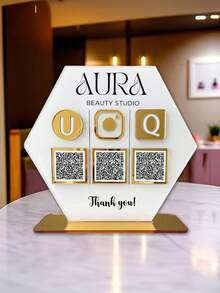 Logo mã QR đa dạng tùy chỉnh cho mục đích thương mại, mạng xã hội, tiệm làm tóc, biển hiệu để bàn có logo mã QR, logo mã QR thanh toán, logo trang web, nhiều hình dạng khác nhau. - trắng - Xem 8