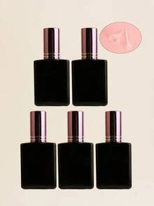 مجموعة من 3/5/10/20 قطعة من زجاجات الرذاذ المسطحة السوداء القابلة لإعادة التعبئة سعة 15 مل، رشاشات محمولة للتونر/العطر، أغطية رشاش باللون الذهبي الوردي/البنفسجي/الوردي، مع قمع وأداة إعادة التعبئة مضمنة - متعدد الألوان - مشاهدة 18