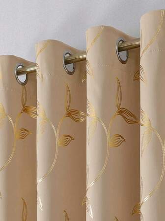 1 pieza Cortina beige con patrón floral europeo vintage, de textura suave con efecto de caída, que proporciona privacidad y bloqueo de luz para dormitorio, sala de estar, cocina, balcón, estudio