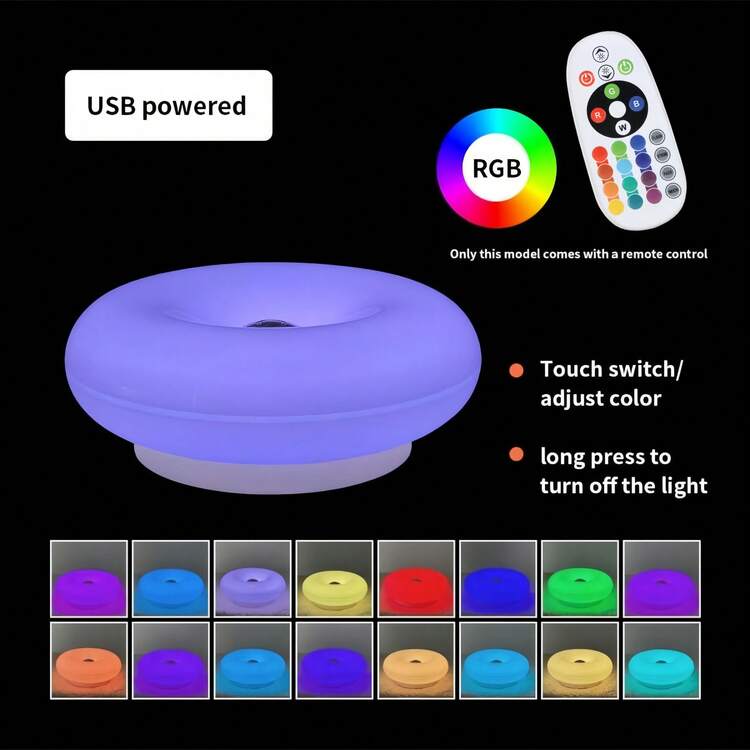 1 Peça Lâmpada de Atmosfera de Rosquinha - Alimentada por USB/Recarregável Tipo-C, Luz Decorativa LED Cuidadosa com os Olhos, Interruptor de Controle Tátil Lâmpada de Parede/Lâmpada de Mesa de Uso Duplo, Luz Decorativa Dimmerável de 3 Cores - Adequada para Corredor, Quarto, Sala de Estar, Decoração de Sala de Estudo - Multicolorido - Visão 9