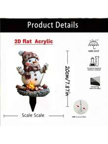 2D flaches Design dekorativer Acryl Schneemann - Outdoor Garten Schild, geeignet für Neujahr, Weihnachten, Hochzeitsdekoration - Bodeninstallation, keine Stromversorgung erforderlich - perfekt für Terrasse, Rasen, Pflanzendekoration - einzigartiges thematisches Sammlerstück