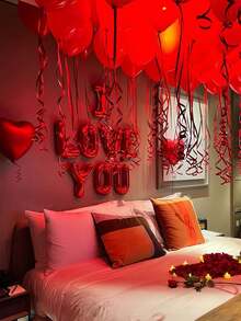 520 piezas Juego de Bandera I LOVE YOU & Globo de Lámina con Forma de Corazón, 500 piezas Pétalos de Tela No Tejida Roja + Globo de Lámina de Amor, Perfecto para Confesión del Día de San Valentín, Decoración de Propuesta Romántica, Decoración de Cumpleaños, Celebración de Aniversario, Decoración de Habitación de Hotel - Multicolor - Ver 9