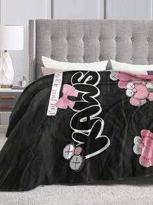 Kawss Kawaii Kaw Blanket  Cartoon Printed Flannel Blanket - Ultra Soft Anime Themed Gift For Birthday & Christmas Celebrations Boy And Girl - Black - View 3