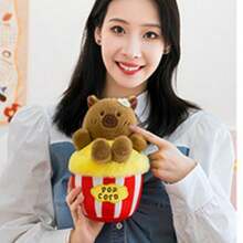 1 szt. pluszowa lalka z popcornem, frytkami i kapibarą, prezent świąteczny dla przyjaciół, prezent z kapibarą na zakończenie studiów doktoranckich, lalka z kapibarą w formie ciasta i deseru, dekoracja z dyni i nietoperza na Halloween