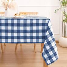 Checkered Tablecloth Rectangle Waterproof And Wrinkle Resistant Washable Fabric Table Cover Checkered Table Cloth For Dining Table Picnic And Party 152 X 213cm Royal Blue And White - RoyalBlueandWhite - View 2