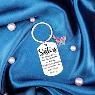 1件装圣诞袜填充物，送给姐姐的礼物，来自妹妹的礼物，女孩、青少年、成年人的姐姐生日礼物创意，送给女性的最佳礼物，可爱的钥匙扣，朋友、姐妹们的必备钥匙圈