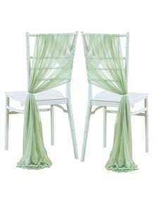 10件装通用优雅雪纺椅套，奶酪布椅背装饰丝带，透明雪纺蝴蝶结装饰丝带，适用于婚礼招待会、教堂走道装饰、派对、酒店、活动、情人节、生日、家庭聚会、仪式、摄影道具 - 彩色 - 查看 1
