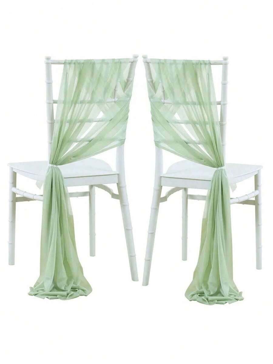 10件装通用优雅雪纺椅套，奶酪布椅背装饰丝带，透明雪纺蝴蝶结装饰丝带，适用于婚礼招待会、教堂走道装饰、派对、酒店、活动、情人节、生日、家庭聚会、仪式、摄影道具 - 彩色 - 查看 1