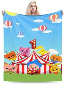 Plim Plim Anime Flannel Blanket For Girls Boys Anime Gifts Throw Blanket Cozy Plush Flannel Fleece Print Blankets Double-Layer Blanket Lightweight Fuzzy For Bed Decor - 黑色 - 查看 2