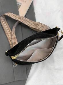 Dedoo Women's Velvet Fanny Pack Chest Bag With Zipper, Wide Strap, Large Capacity Saddle Bag, Versatile Crossbody Bag