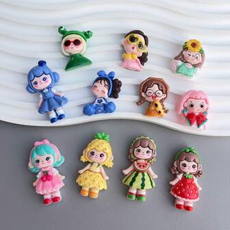 11 piezas Conjunto mixto de pegatinas, botones, pendientes y accesorios para el cabello con diseños dulces y frescos para niñas, materiales de manualidades y decoración para hacer joyas DIY