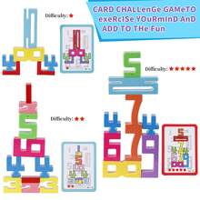Math Number Blocks 1-10, STEM Stacking Toys With 30 Challenges, Learning Games Educational Toy Gift For Kids Ages 3-6
