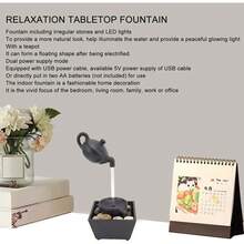 Fuente de Tetera con Batería USB con Luces LED, Piedras para Relajación Interior - 1 - Ver 5