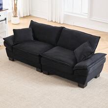 A Modern And Simple Double Sofa With A Feather Bed That Has Enough Cushioning, Cozy Yet Spacious In The Living Room/Bedroom/Office, Beige. - Black + Velvet + 2 Seat + Foam - View 10