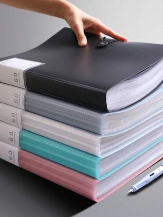 这款A4文件袋共有60个口袋，适合存放A4尺寸的文件和纸张，例如试卷。采用PP材质，透气防水，方便收纳整理。是存放家庭文件、学校文件和办公文件的理想之选。|开学季|毕业季|文件夹